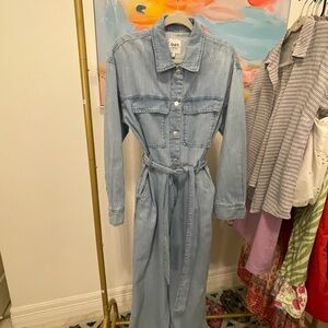 Oat Brand  Jumpsuit Light Wash Denim Button-Front Size‎ Large